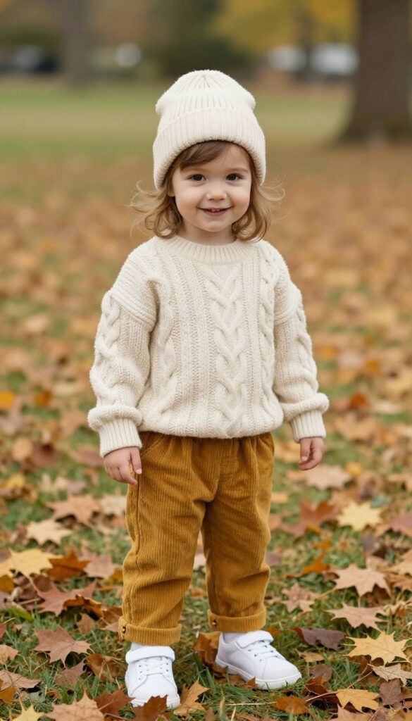 2. Cozy Cable-Knit Sweater and Corduroy Pants