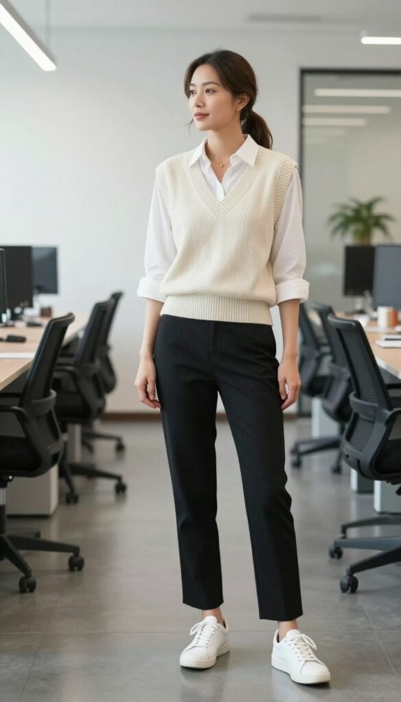 6. Knit Vest and Button-Down Shirt