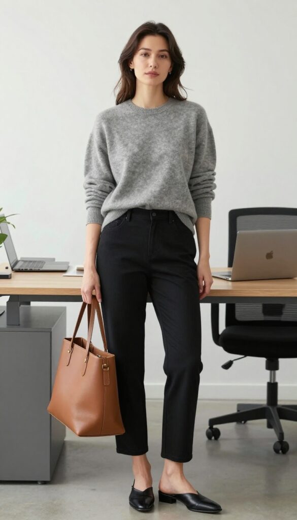 5. The Stretch Ponte Pants and Cashmere Crewneck