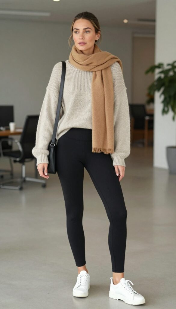 9. Oversized Sweater + Leggings + Sneaker Boots