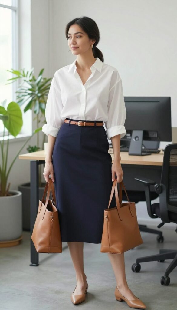 11. Structured Blouse and A-Line Skirt