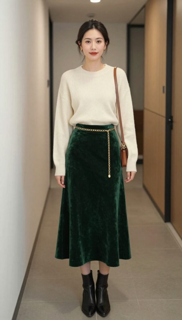 6. Midi Skirt with a Tucked-In Sweater