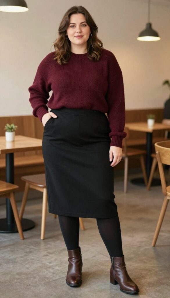 6. A-Line Skirt and a Cozy Sweater