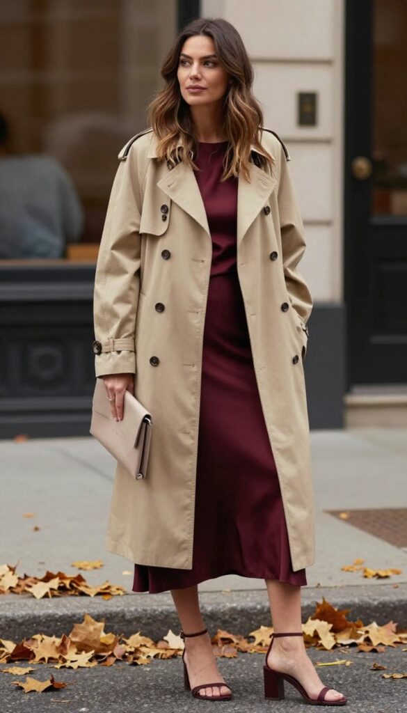 6. Trench Coat and Slip Dress