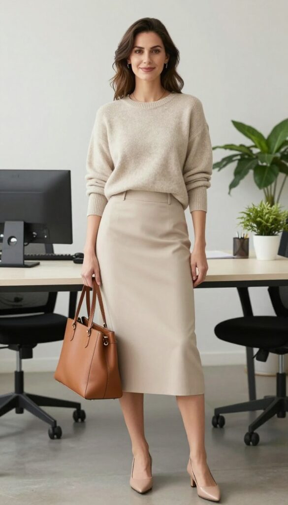 4. Knit Set: Matching Sweater and Skirt