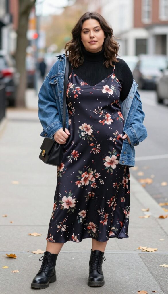 15. Slip Dress + Turtleneck + Combat Boots