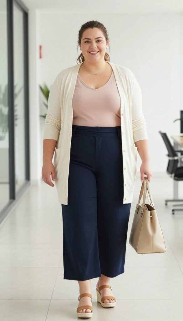 9. Wide-Leg Cropped Pants with a Fitted Shell Top