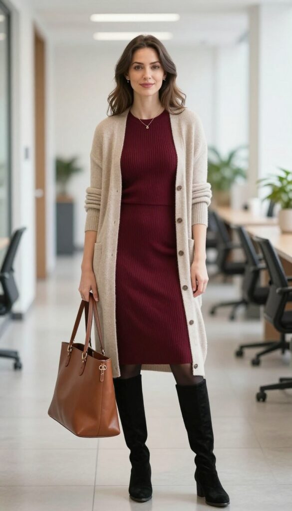 5. The Knit Dress and Boots Combo