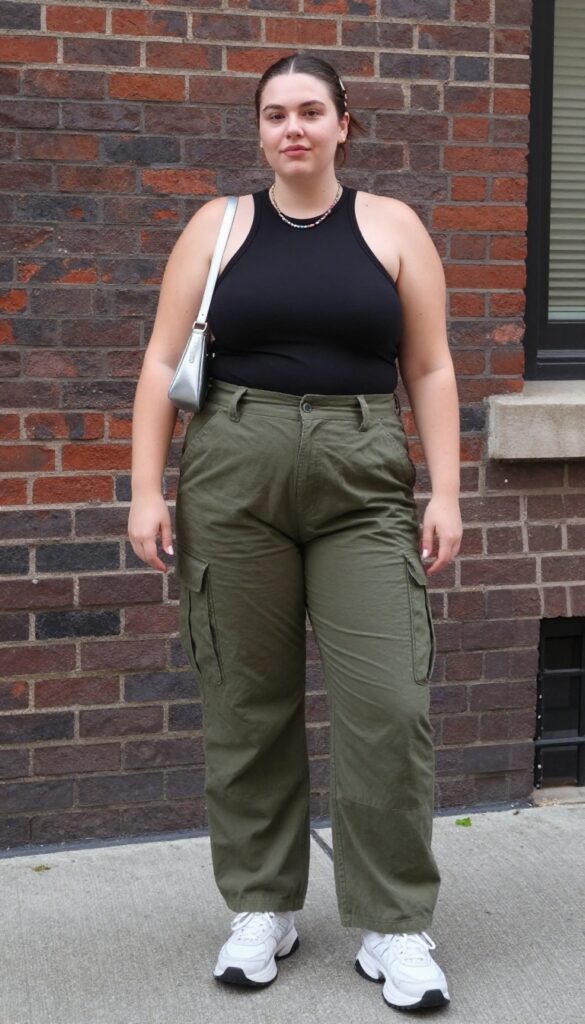 4. Cargo Pants with a Fitted Halter Top