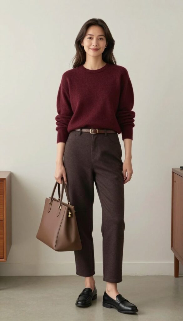 11. Cashmere Sweater + Wool Trousers + Belt
