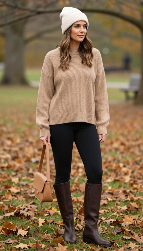 5. Tunic Sweater + Leggings + Tall Boots