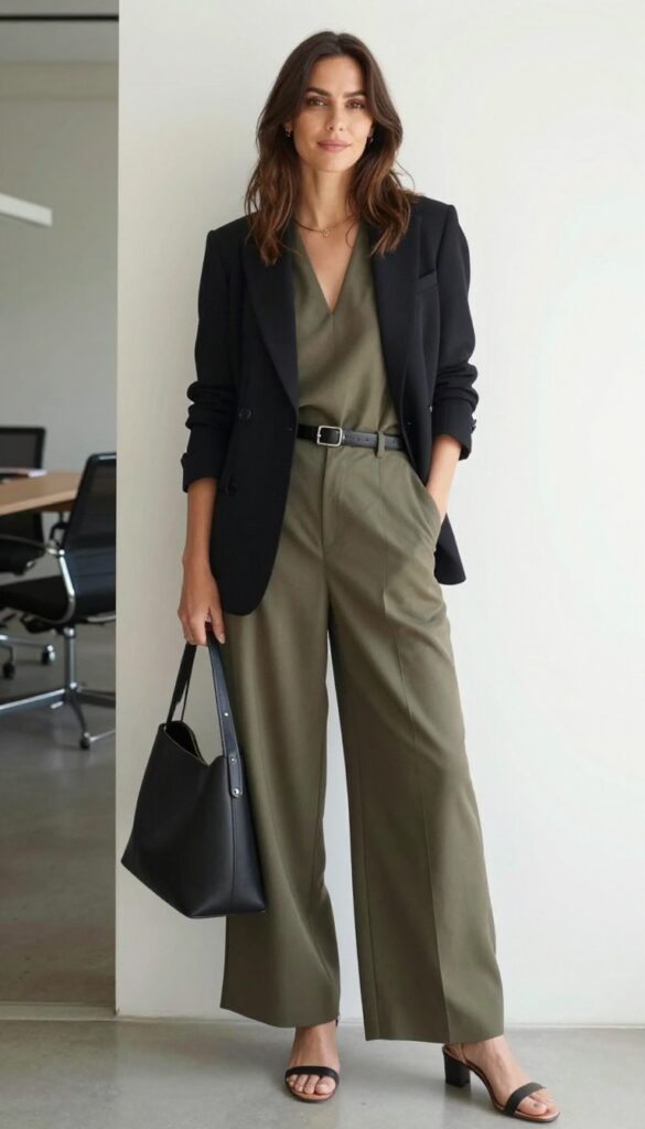 8. The Jumpsuit with a Belt and Blazer