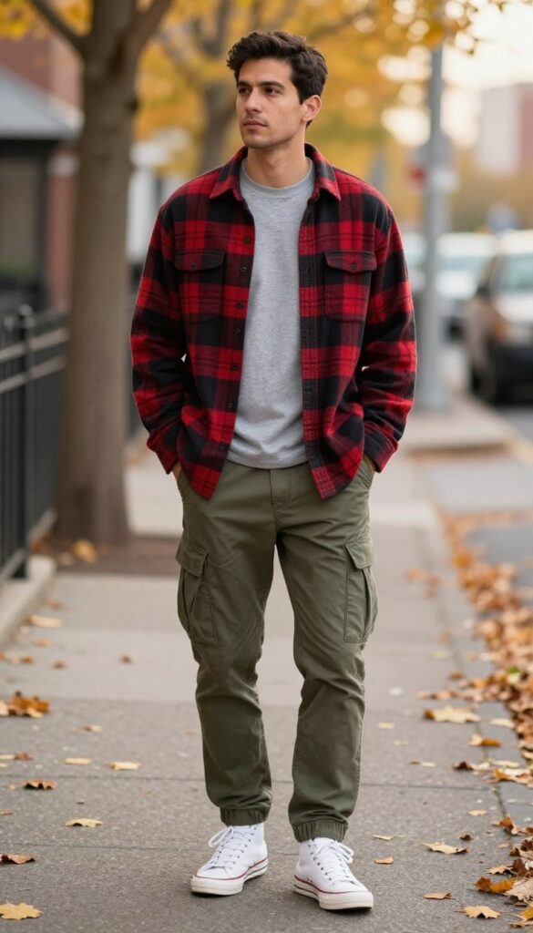 5. Flannel Shirt Over a Long-Sleeve Tee