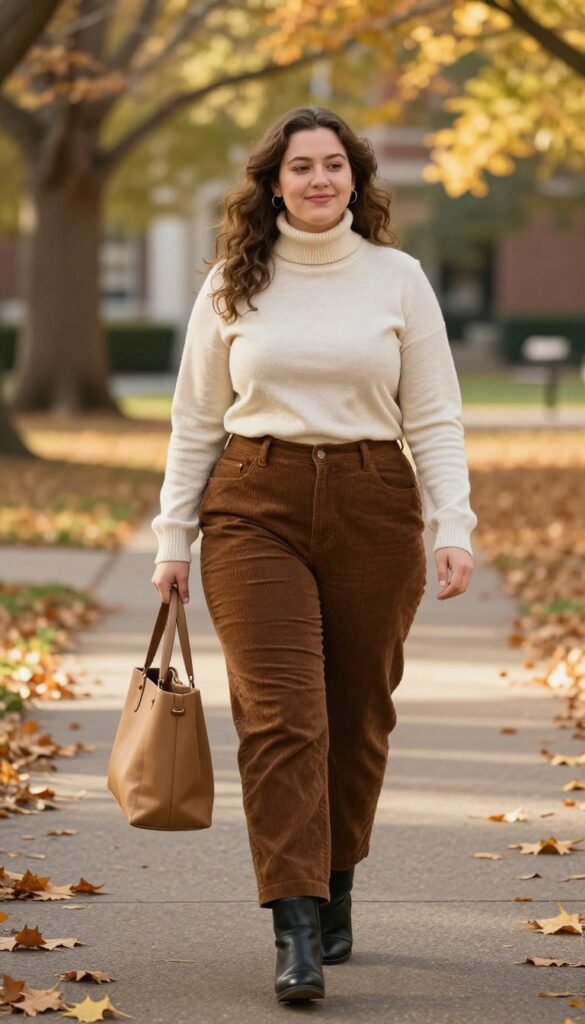 8. Turtleneck and Corduroy Pants