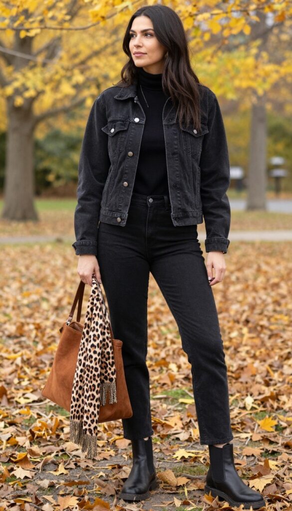 5. Black Jean Jacket + All-Black Base