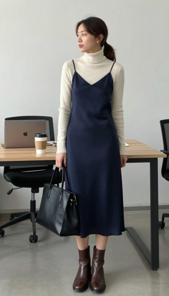 6. The Slip Dress with a Turtleneck Underneath