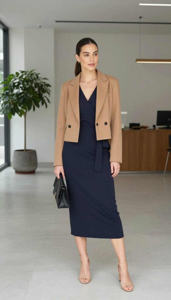 11. Wrap Dress with a Blazer