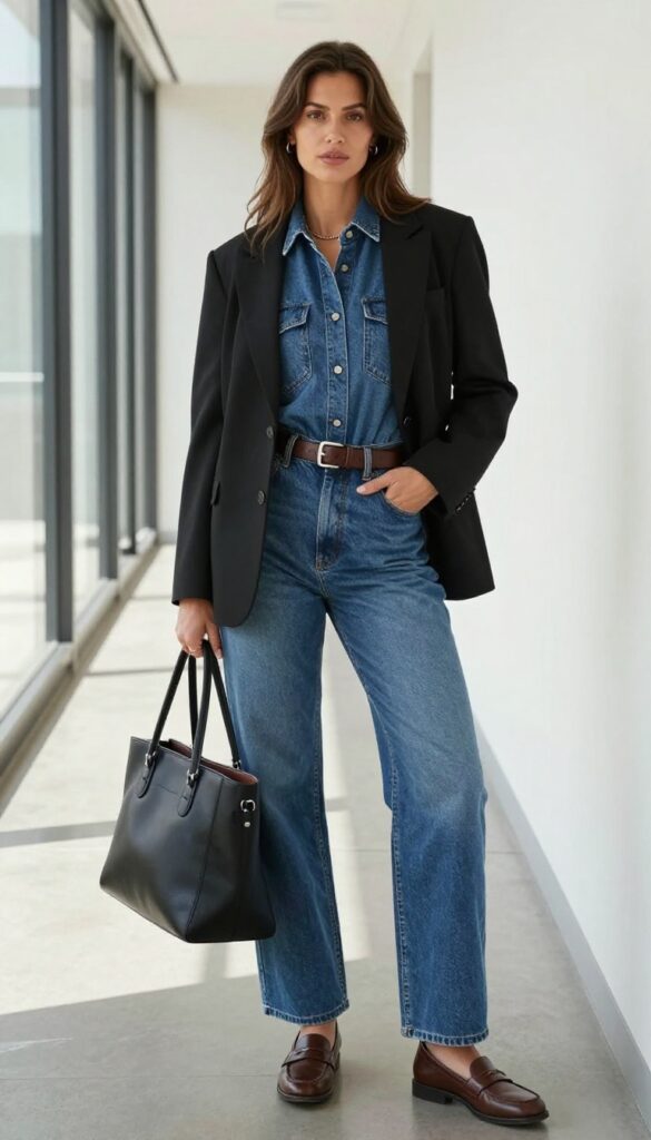 9. Denim Jumpsuit with a Belt