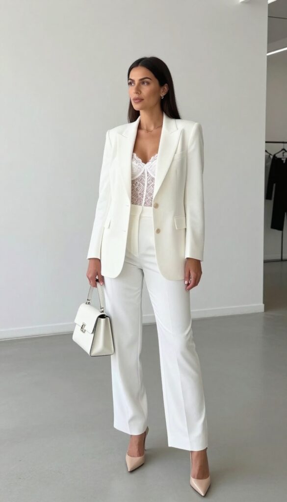 10. Pant Suit with a Lace Bodysuit