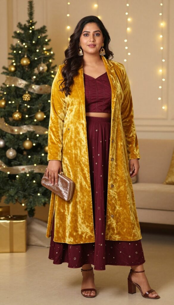 13. Velvet Blazer with Lehenga