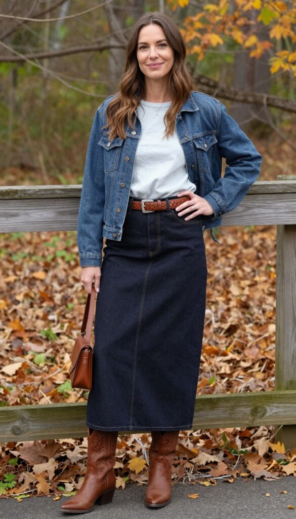 5. Denim Jacket and Western Boots