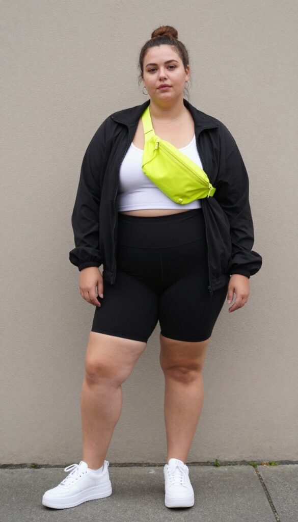 11. Track Jacket with Bike Shorts and a Crop Top