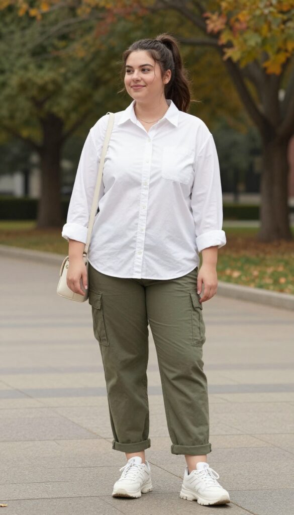 5. Button-Up Shirt and Cargo Pants
