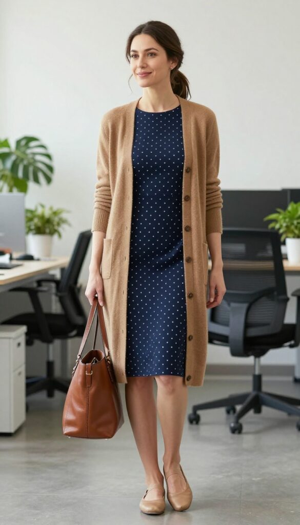 5. The Fit-and-Flare Dress with a Cardigan