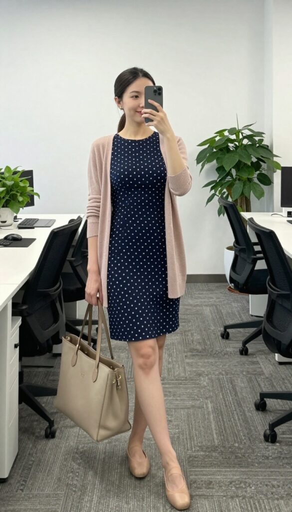 4. The Fit-and-Flare Dress with a Cardigan