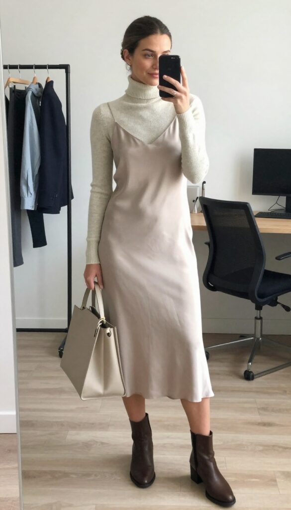 13. The Slip Dress with a Turtleneck Underneath