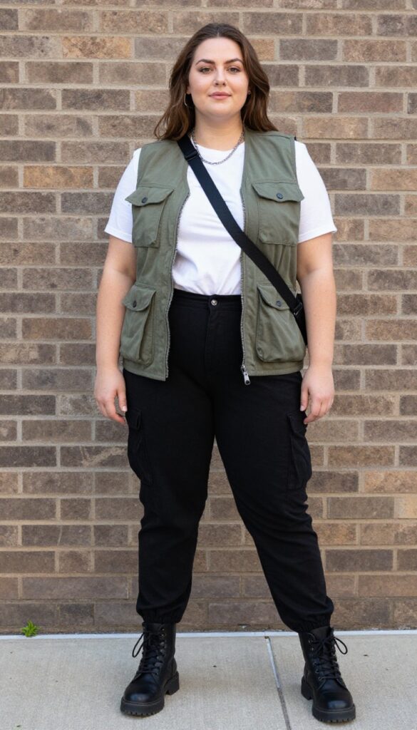 6. Utility Vest with a Graphic Tee and Cargo Pants