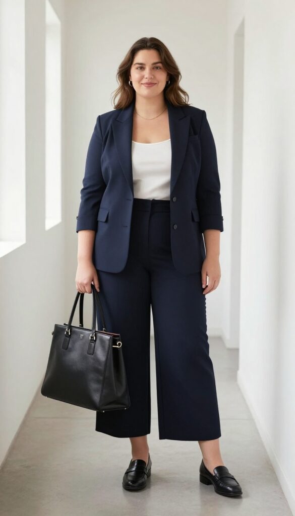 3. Wide-Leg Trousers and a Structured Blazer