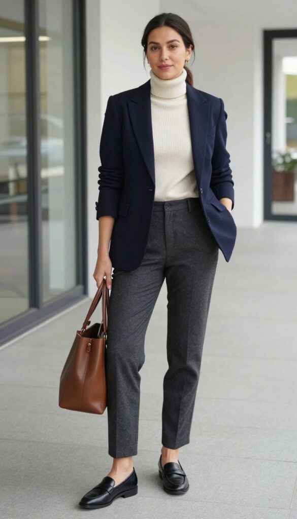 1. The Tailored Blazer and Turtleneck Combo
