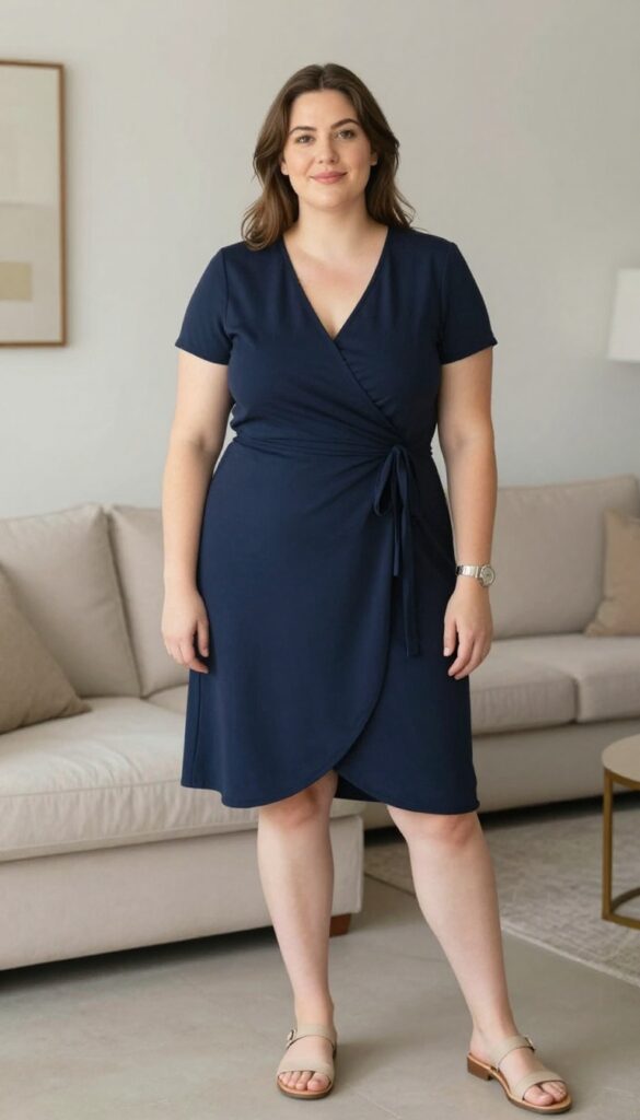 9. Wrap Dress with Minimal Accessories
