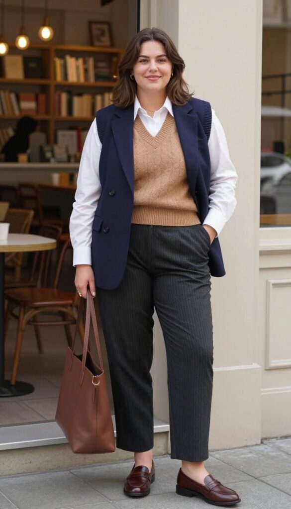 14. Blazer with a Sweater Vest and Trousers
