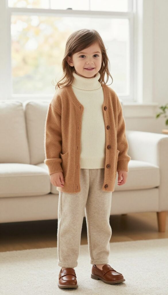 12. Cardigan and Turtleneck with Wool Trousers