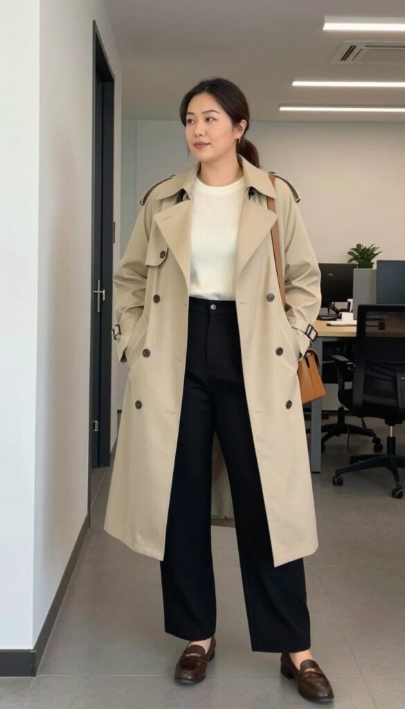 13. Trench Coat + Straight-Leg Trousers