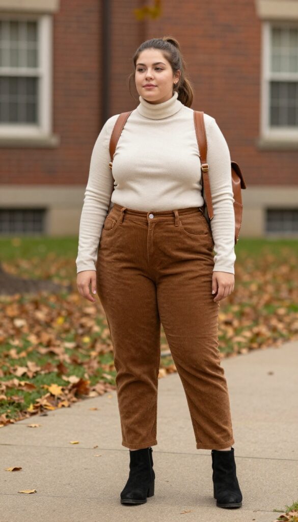 7. Turtleneck and Corduroy Pants