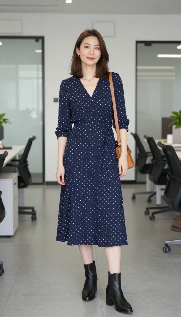 7. Midi Dress with a Cardigan
