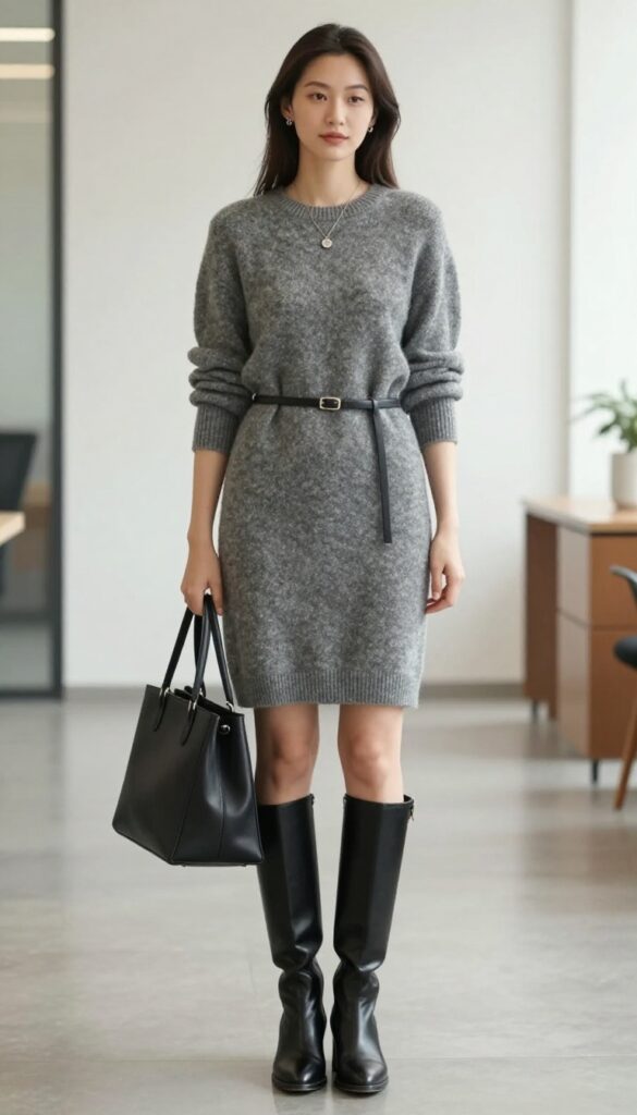 6. The Sweater Dress with Knee-High Boots