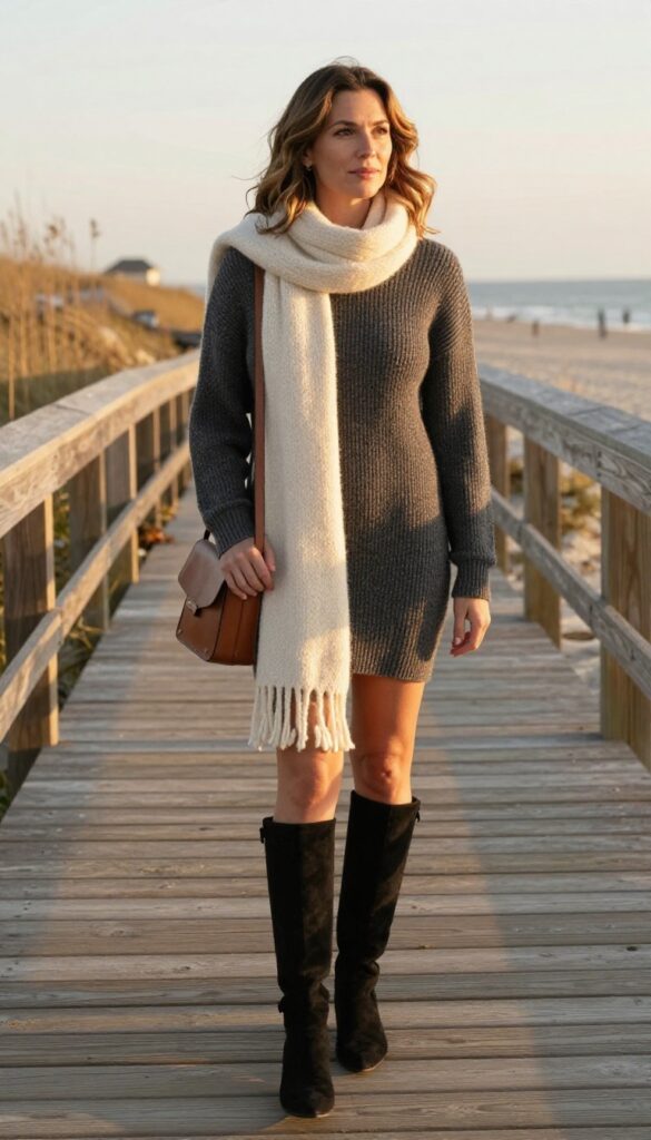 9. Sweater Dress and Over-the-Knee Boots