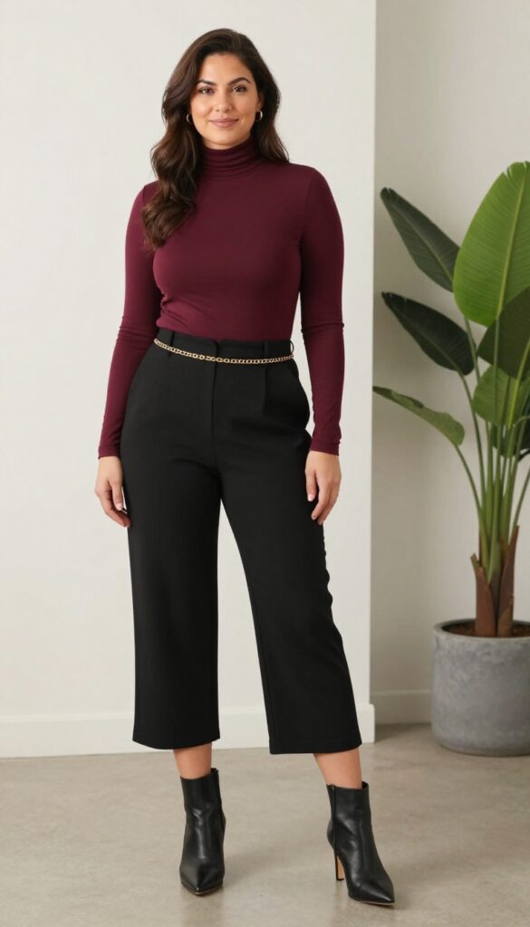 8. Wide-Leg Culottes + Fitted Turtleneck