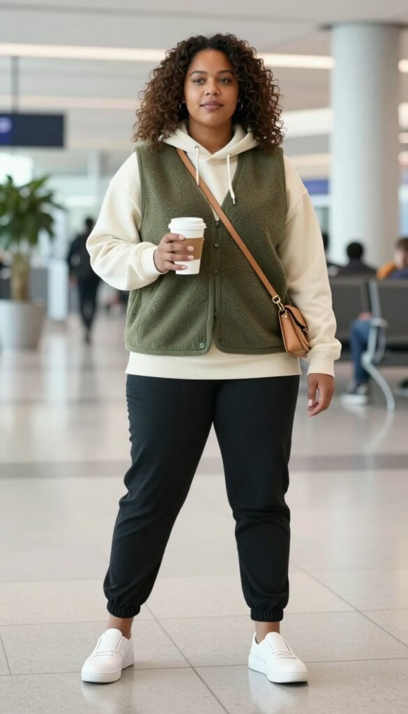 10. Fleece Vest with a Hoodie and Joggers
