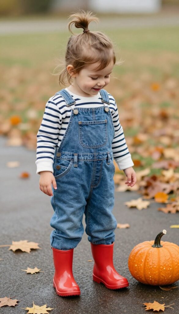 8. Striped Long-Sleeve and Overalls