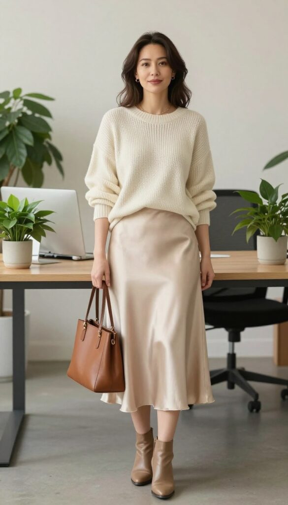 12. Slip Skirt with a Chunky Sweater