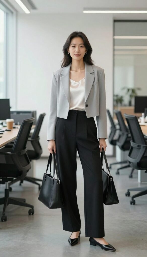 6. Cropped Blazer and High-Waisted Trousers