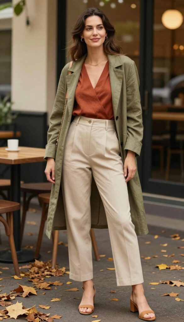 12. Wrap Top with Tailored Shorts and a Long Blazer