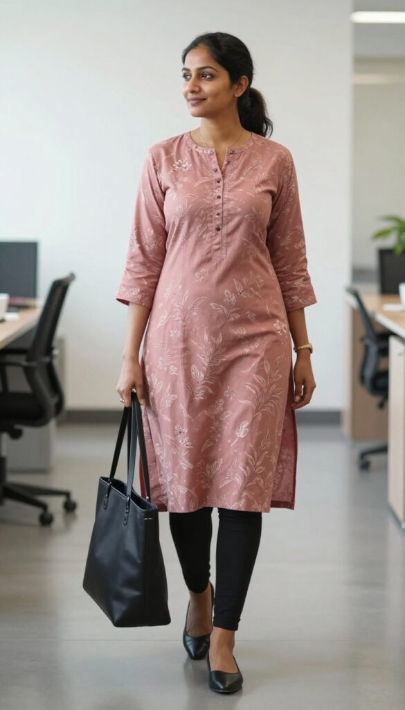 2. Printed A-Line Kurta with Leggings