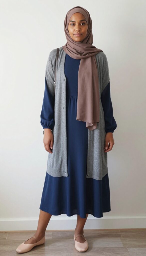 10. A-Line Dress + Cardigan + Flats