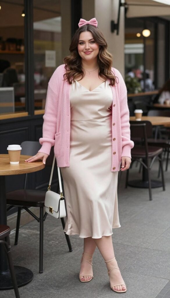 10. Button-Front Cardigan with Slip Dress